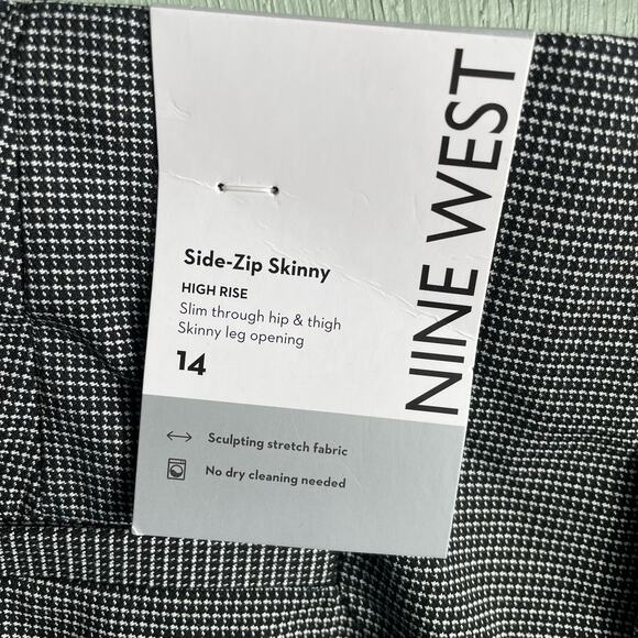 Nine West Women's High Rise Side Zip Skinny Ankle Gingham Pants Size 14 NWT - Picture 3 of 6